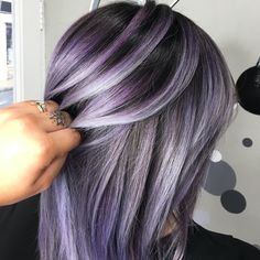 Directions Hair Colour | Parma Violets 👀 Yum! @chelsea.rogerson18_ 🎈 Get your Directions products here: www.directionshaircolour.co.uk #directionshair… | Instagram Cool Purple Hair Dye Ideas, Gray Hair With Color, Grey And Purple Hair, Chunk Highlights, Fun Haircolor, Lavender Grey Hair, Lavender Hair Ombre