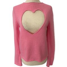 Comme Des Garons Cut Out Heart Sweater. Can Be Worn Front Or Back. Long Sleeve With Crew Neck Collar. Wool Knit Blend. Very Good Vintage Condition. Slight Wear Throughout. Label: Contemporary Comme Des Garcons Girl Label, Made In Japan Marked Size X-Small, Bust 36-40 In. Shoulder 16 In. , Sleeve 27 In. , Length 21in. Heart Sweater, Wool Knit, Neck Collar, Small Bust, Pink Girl, Made In Japan, Cut Out, Sweaters For Women, Crew Neck