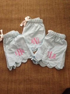 Monogrammed Seersucker Scalloped Shorts, Striped Shorts, Lounge Shorts, Bride Gift, Pajama Shorts Bug Little Reveal, Bridesmaids Shirts, Pajamas For Teens, Pajamas Shorts, Texas Fashion, Top Sunglasses, Scalloped Shorts, Pj Shorts, Seersucker Shorts