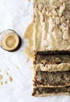 slices of cake sitting on top of white paper