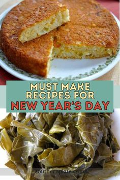 some type of food that is on a plate and next to it are two pictures with the words must make recipes for new year's day