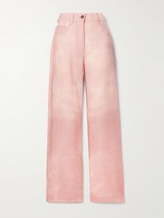 Acne Studios' pants are designed to be worn as a set with the matching blazer, but they'll make anything you style them will look so effortlessly cool. They're cut from fluid satin-twill in a pastel-pink shade and have a high-rise waist and straight legs. Leg Acne, Sport Swimwear, Exclusive Dress, Sports Skirts, Straight Leg Trousers, Pants Straight, Straight Pants, Trouser Pants, Skirt Top