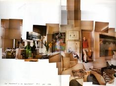 a collage of photos with people in the living room and on the dining room