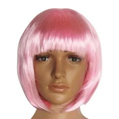 Light Pink Wig Short Style With Bangs Hair Fancy, Fancy Dress Wigs, Short Bob Styles, Wigs Cosplay, Party Wig, Straight Hair Extensions, Lob Haircut, Short Women Fashion, Pink Wig