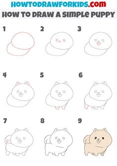 how to draw a simple puppy step by step instructions for kids and beginners with pictures