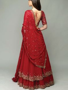 Buy Beautiful Red Georgette Embroidered Bollywood Lehenga for Woman Designer Lahanga Marriage Ghagra Choli Bridal Lahnga Choli Party Wear Lengha Online in India - Etsy Sangeet Sharara, Double Layered Lehenga, Shaadi Lehenga, Anarkali Bridal, Layered Lehenga, Full Of, Traditional Indian Dress