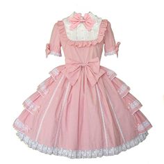 PRICES MAY VARY. Fabric---This cute anime maid lolita dress is made of Cotton Blend, soft, comfortable, Skin-friendly to wear; FEATURES---Short sleeve, polo collar with bowknot and buttons, belt on the waist, decorated by rich lace and bows, multi layers, Invisible zipper closure, above the knee length, pink lolita dress; NEW DRESS---Elegant Party Wear，lolita clothes, Japanese Maid Dress, plus size Lolita dress, Sweet Princess Dresses, Gothic Lolita Dress, Slim fit Dress, Halloween Costume for W French Maid Dress, Pink Dress Short, Fashion Couture, Maid Dress, Girls Sweet, Slim Fit Dresses, Pink Princess, Gothic Lolita