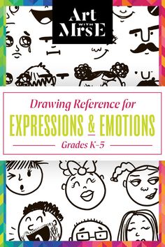 an adult coloring book with the title drawing reference for expressions and emotions grade k - 5