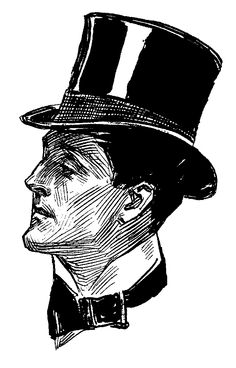 a drawing of a man wearing a top hat