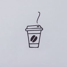 a drawing of a coffee cup with a hot beverage in it's bottom half