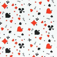 a white background with red and black hearts, spades and hearts on it's sides