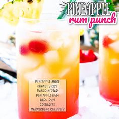 the pineapple rum punch is ready to be served