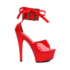 Shop Red Peep Toe Lace Up Sandals Platform Stiletto Heel Sandals Dance Shoes color Red for Big Day, Dancing Club, Date, Going out, Night Club, Party with worldwide Free shipping & Free return. Red Sandals With Single Toe Strap For Party, Chic Red Strap Heels, Red Party Sandals With Heel Loop, Red High Heel Strap Shoes, Red High Heel Shoes With Strap, Red High Heels With Strap, Party Sandals With Red Sole And Ankle Strap, Red Sandals With Heel Strap For Night Out, Red Heels With Wrapped Heel And Single Toe Strap