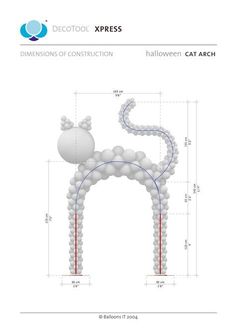 the diagram shows an arch with balloons attached to it, as well as other details