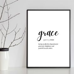 a black and white photo with the words grace in cursive font on it