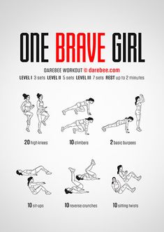 a poster with instructions on how to do the one - rave girl workout for beginners