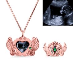 Delicate heart-shaped pendant, lovely angel wings holding two small baby feet make the photo necklace meaningful and stylish. This angel wings necklace is designed to wish your child a happy angel full of innocence and keep unforgettable moments. The best part is that you can choose the birthstone of your baby to create a piece of unique jewelry just for him or her. Show your everlasting love with this personalized necklace! Happy Angel, Angel Wings Necklace, Wings Necklace, Patchwork Heart, Keychain Necklace, Angel Wing Necklace, Pretty Angel, Heart Shaped Necklace, Photo Necklace