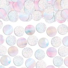 white and pink confetti circles on a white background