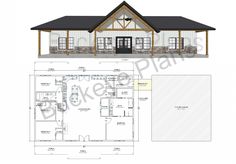 the floor plan for a two story house with an attached garage and living room area