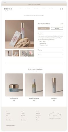 an image of a website page with different items on the front and back pages, including cosmetics