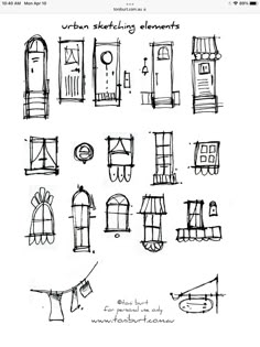 some sketches of different types of windows and doors