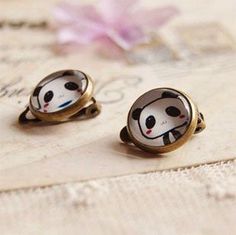 Cute Panda Clip Earrings No Pierced Ears Kids Handmade Glass Jewelry Cartoon Animal Earrings Antique Bronzed Children's Day rj15 Liquorice Allsorts, Earrings Antique, Children's Day, Animal Earrings, Antique Earrings, Cute Panda, Glass Earrings