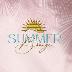 the logo for summer orange is shown on a pink background with palm leaves and gold lettering