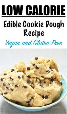 eggless edible cookie dough in a bowl with chocolate chips on top and the title below