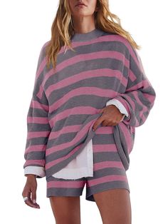 PRICES MAY VARY. LOUNGEWEAR SET-The soft, warm knit fabric of these lounge sets for women makes pajamas for women set ideal for layering or wearing on their own. Two piece loungewear sets are incredibly comfortable and fashionable SWEATER SET-The top of the casual outfits for women features a scoop neck, dropped shoulders, dolman sleeves, and an oversized style. Womens trousers of lounge sets for women 2 piece with a ribbed waistband and effortless pull-on style SIZE-This womens loungewear set i Lounge Sets For Women, Sweater Sets Womens, Matching Pajama Set, Two Piece Loungewear, Matching Lounge Set, Pajama Set Long, Oversize Outfit, Womens Loungewear Sets, Matching Pajama