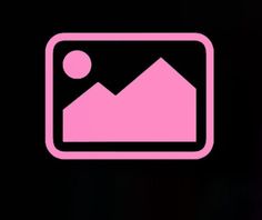 a black background with a pink icon on the bottom right corner and an image of a mountain in the middle