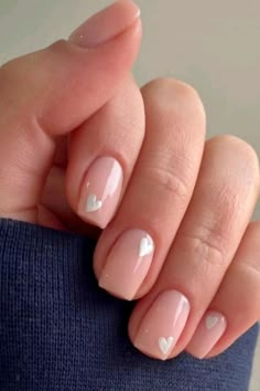 Nail Designs Ideas Simple, Milky Nails, February Nails, Short Gel Nails, Short Acrylic Nails Designs