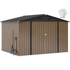 PRICES MAY VARY. Spacious Storage: Our 10x8ft outdoor storage shed features an external dimensions of 115.1''L*88.4''W*76.2''H, and door sized 61.4''L*55.5''W; Perfect for storing items such as snow blowers, umbrellas, bicycles, skateboards, trash bins, and gardening tools Special Features: This water-resistant garden shed integrates functional designs for easy use; Sloped roof prevents water accumulation and rust; Four integrated vents ensure air ventilation to keep items dry; Lockable door for Air Ventilation, Modern Shed, Backyard Sheds, Bike Storage, Tool Sheds, Vertical Storage, Outdoor Storage Sheds, Trash Bins, Storage Shed