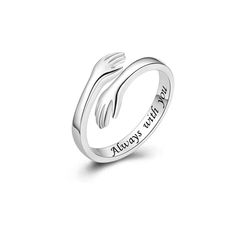 PRICES MAY VARY. Hug rings for women men:The hug ring is engraved with always with you, which means that no matter where I am, I will always be with you, and you will always have my warm hug, silver rings for women men Perfect gifts for her him:Give your loved one a hug, if you are far apart, hug rings can be used as mother daughter rings gifts for mom daughter, friendship rings gifts for best friend, couples gifts for wife girlfriend husband boyfriend and all your loved ones, couple rings for h