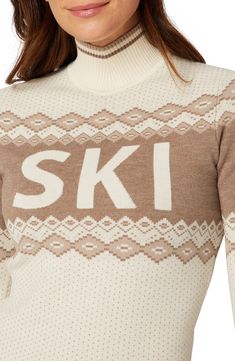 Level up your aprés-ski style—even when you're nowhere near the mountains—in this supersoft sweater knit with a Fair Isle pattern that makes it clear what you're up to (or wish you were up to). 23 1/2" length Mock neck Long sleeves Ribbed cuffs and hem 72% Lenzing™ EcoVero™ viscose, 28% polyester Lenzing EcoVero viscose is a more-sustainably produced fiber made using pulp made from renewable wood sources Machine wash, dry flat Imported Sporty Crew Neck Tops For Skiing, Apres Ski Sweatshirt, Vintage Ski Sweater, Ski Print Sweater, Apres Ski Style, Ski Style, Ski Sweater, Holiday Pajamas, Ski Fashion