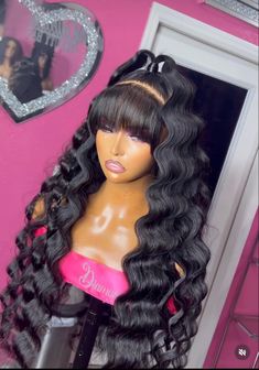 Valentines Day Wig Hairstyles, Black Barbie Hairstyles, Creative Wig Styles, Wig Style Ideas, Hair Styles Wig, Different Wig Hairstyles, Cute Wig Hairstyles, Birthday Wig Hairstyles