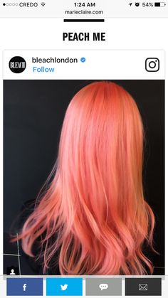 Pastel Hair Color Ideas, Brown Ombre Hair Color, Coral Hair, Peach Hair Colors, Bleach London, Brown Ombre Hair, Hair Color Caramel, Brunette Balayage