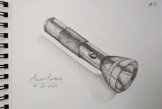 a pencil drawing of a flashlight