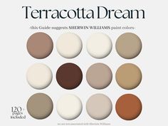 the terracotta dream color palette is shown in shades of brown, beige and white