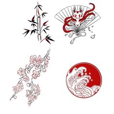 four different types of japanese tattoos