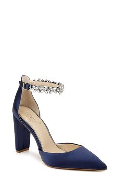 PRICES MAY VARY. Ollie High Heel Pump Manolo Blahnik Hangisi, Jewel Badgley Mischka, Strappy Block Heels, Crystal Heels, Strap Sandals Women, Blue Heels, Ankle Strap Pumps, Pointed Toe Heels, Silver Heels