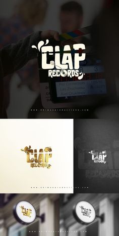 the logo for ciap records is shown in three different colors and font styles, including gold