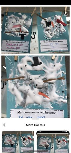 the instructions for making snowmen are displayed