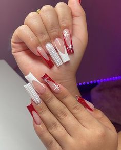 Red Christmas Nails, Winter Nails Acrylic, Colored Acrylic Nails, Her Nails, Short Square Acrylic Nails, Fabulous Christmas, Acrylic Nails Coffin Pink, Christmas Nails Acrylic