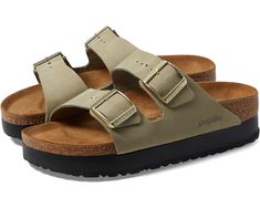 Birkenstock Papillio by Birkenstock Arizona Platform Sandal - Nubuck Green Birkenstocks, Platform Birkenstock, Arizona Birkenstock, Birkenstock Papillio, Green Platform, Youthful Style, Summer 2025, Birkenstock Women, 2024 Style