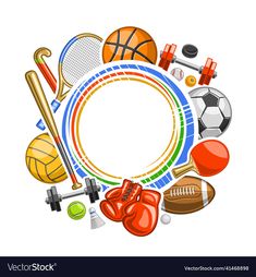 various sports items arranged in the shape of a circle