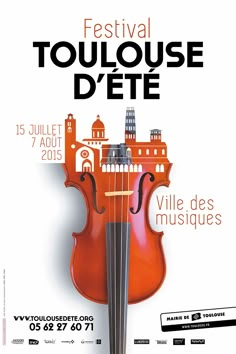 an advertisement for a festival with a violin