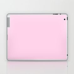 the back side of an ipad case with a light purple background and silver trim on it