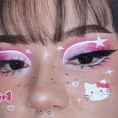 #eyemakeup #eyes #eyeshadow #makeup #hellokitty #hellokittycollection #hellokittyaddict #hellokittystuff #hellokittymakeup Dark Brown Makeup, Kitty Makeup, Rave Fits, Fun Makeup