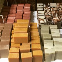 several different types of soaps on display