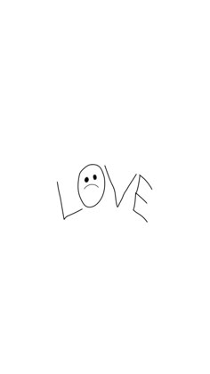 the word love written in black ink with a smiley face drawn on it's side